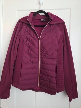 0053.  Fila Women's Quilted Hooded Jacket - Berry